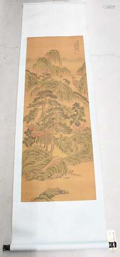 Scroll painting "Romantic landscape",signed,ca.118...