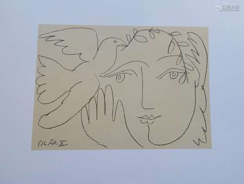 Pablo Picasso (1881-1973) "Visage de la paix",colo...