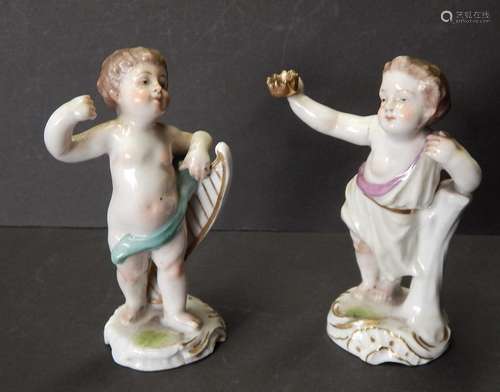 2 figural porcelain "Putti",probably Thuringia,hei...