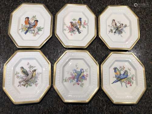 Set of 6 wall plates "Songbirds",porcelain,ca.18x1...