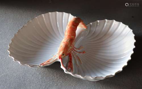 Handle bowl with full plastic shrimp