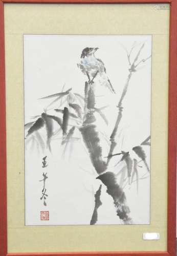 Singvogel auf Bambusast