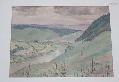 Willy Lichtschlag (*1900-?) "Blick auf die Mosel"