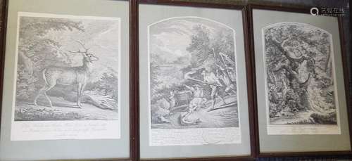 Mixed lot of 3 reprints of motifs by Johann Elias Ridinger