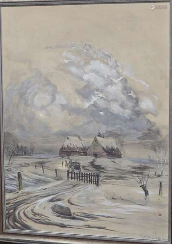 North Frisian village in winter