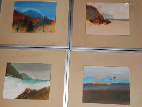 Mixed lot 4 pastels "Landscape views"