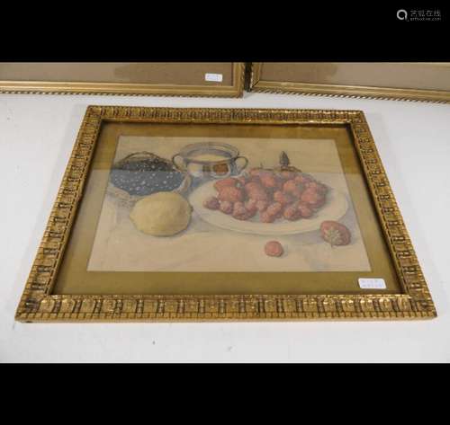 Still life with strawberries on a plate