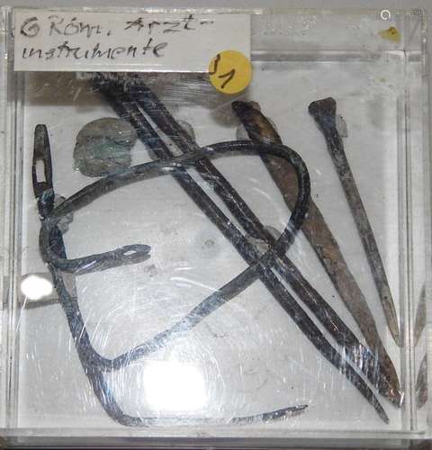 4 Roman needles and 3 Roman medical instruments