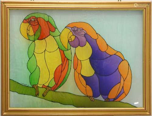 Stained glass "Parrots",