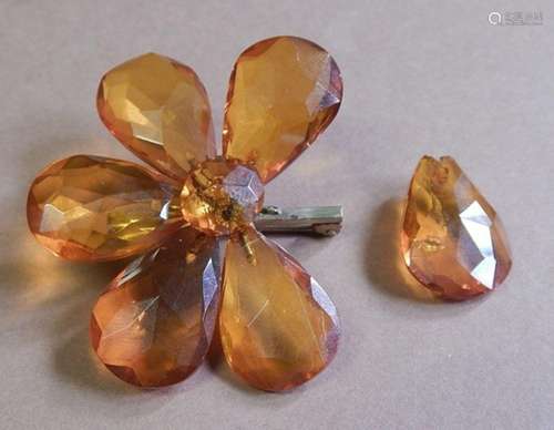 Amber brooch,faceted,bum