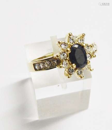 Ladies ring with blue glas