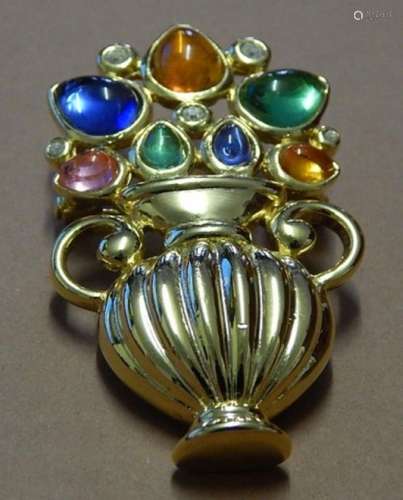 Brooch with colorful glass