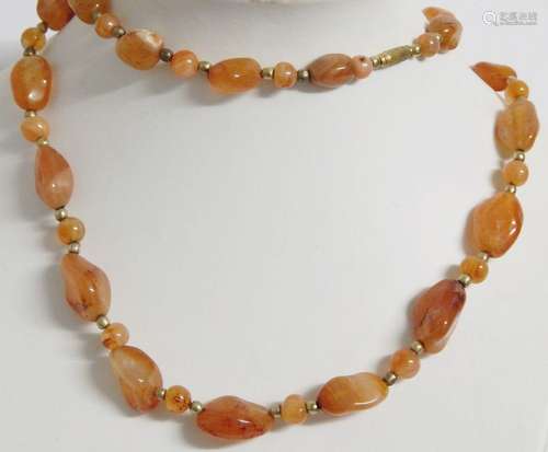 Necklace with orange agate