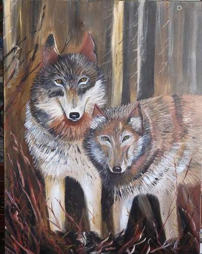 Andrea Kurjat "Wolves",oil