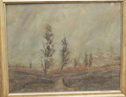 "Poplars in the moor",insc