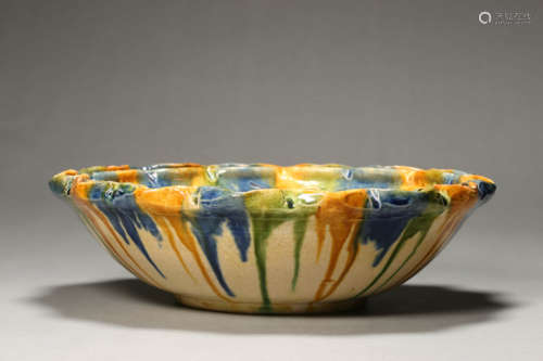 Sancai-Glazed Barbed-Rim Plate