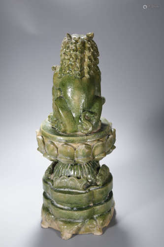 Sancai-Glazed Lion Lotus Incense Burner