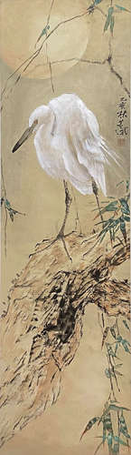 Chinese Flower and Bird Painting paper scroll, Yang shanshen...