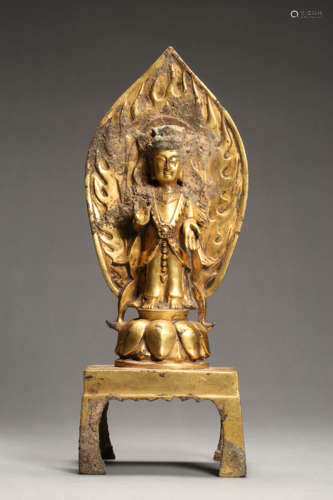 Gilt-Bronze Figure of Buddha with Hola