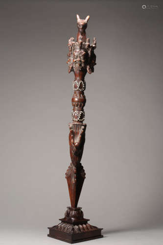 Carved Sandalwood Buddhist Implement