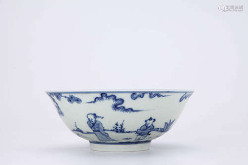 Blue and White Figure Story Bowl