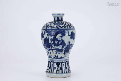 Blue and White Figure Story Meiping Vase