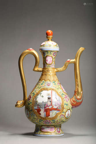 Cloisonne Enamel Enclosing Figure Story Ewer