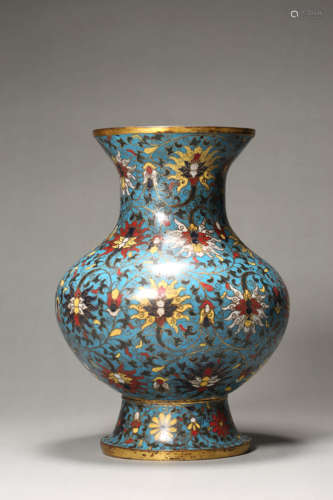 Cloisonne Enamel Interlocking Lotus Baluster Vase