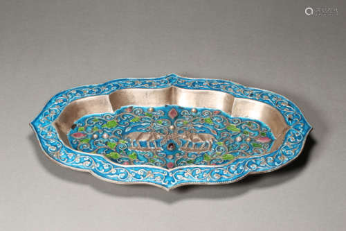 Silver Gilding Enamel Barbed-Rim Plate