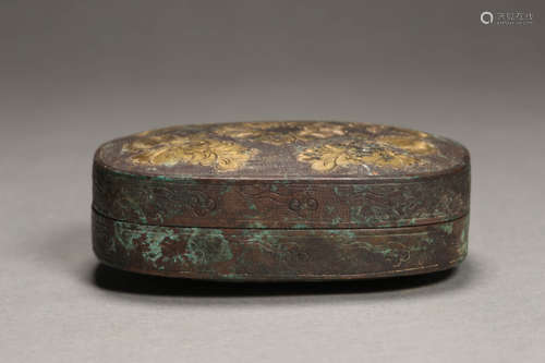 Silver Gilding Lotus Pond Ink Box and Cover