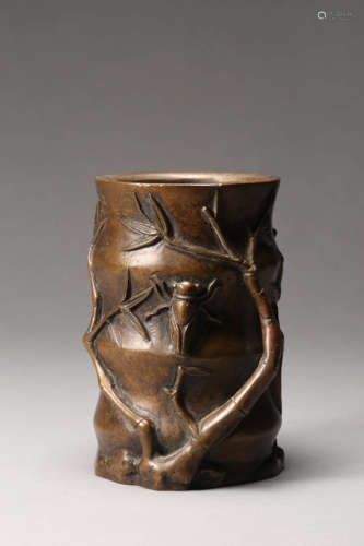 Bronze Bamboo Brush Pot