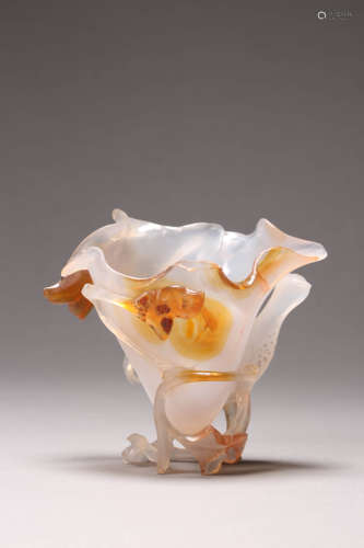 Carved Floral Agate Cup