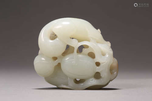 Openworkwhite Jade Auspicious Beast Ornament