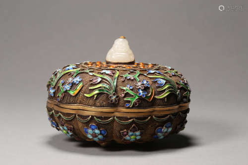 Enamel Filigree Jade Buddhist Pomander