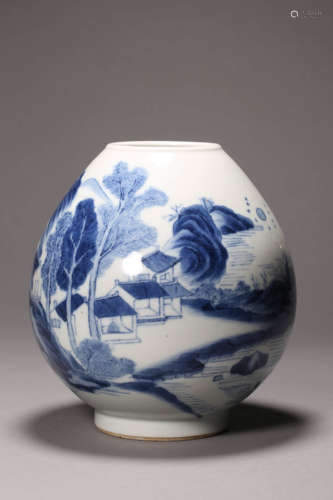 Blue and White Landscape Jar