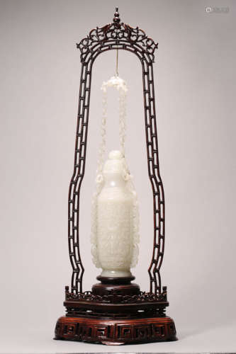 White Jade Vase with Stand