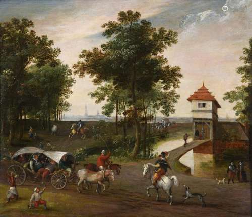 JACOB GRIMMER (FLEMISH CIRCA 1525-1590), TRAVELLERS ON A TRA...