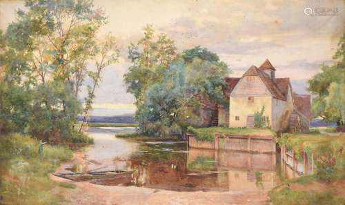 WALTER FOLLEN BISHOP (BRITISH 1856-1936), LANDSCAPE WITH A W...