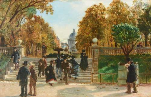 ALFRED DEHODENCQ (FRENCH 1822-1882), FIGURES IN THE JARDIN D...