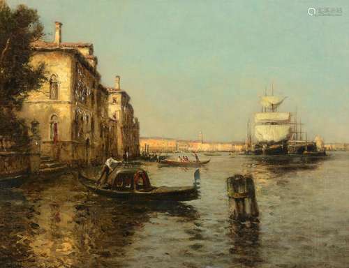 λ ANTOINE BOUVARD (FRENCH 1870-1956), VENETIAN CANAL WITH SA...