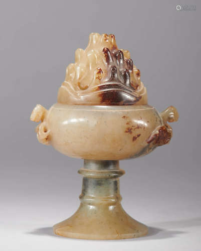 Pale Celadon Jade Boshan-Style Censer