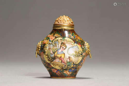 Enamel Western Figure Snuff Bottle