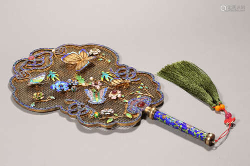 Silver Enamel Filigree Fan