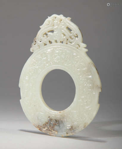 Carved Hetian Jade Bi