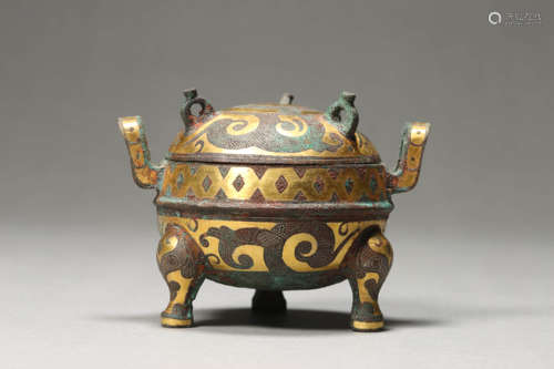 Gold and Silver-Inlaid Bronze Censer