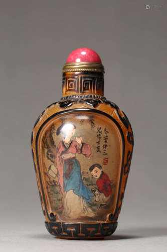 Painted Glassware Figure Story Snuff Bottle