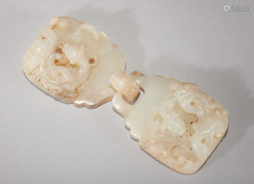 White Jade Chilong Belt Hook