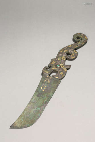 Gold and Silver Inlaying Bronze Ritual Dagger