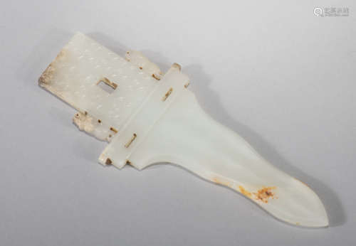 Carved White Jade Blade, Ge