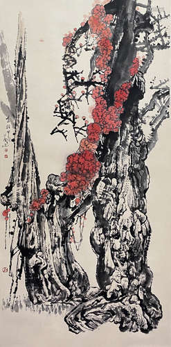 Chinese Landscape Painting paper scroll, Bai gengyan mark